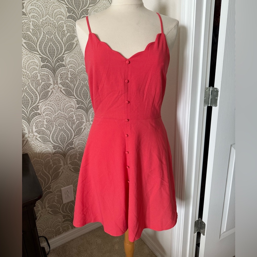 Mine Coral Button-Front Mini Dress